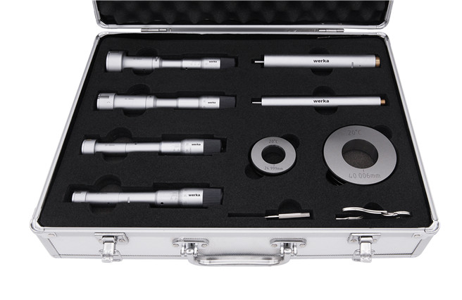 Three point internal micrometer set